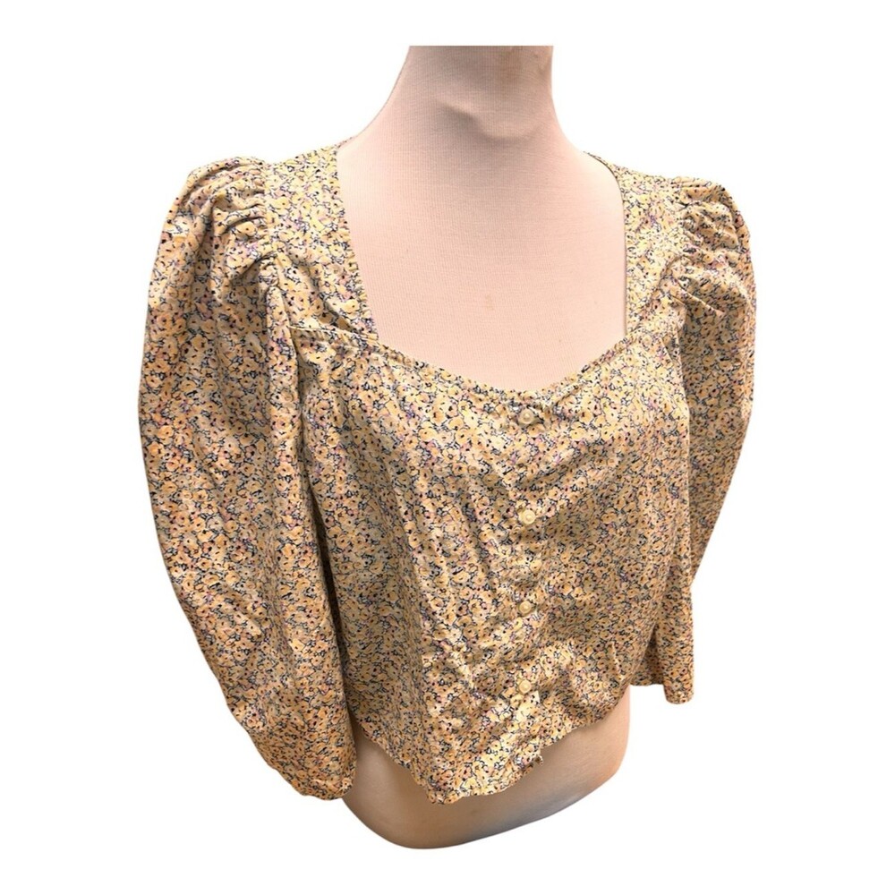 Levis Ellora Blouse Floral Puff Sleeves Crop Cottagecore Boho